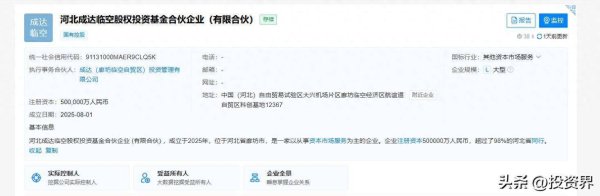 实配网配资 河北成达临空股权投资基金成立